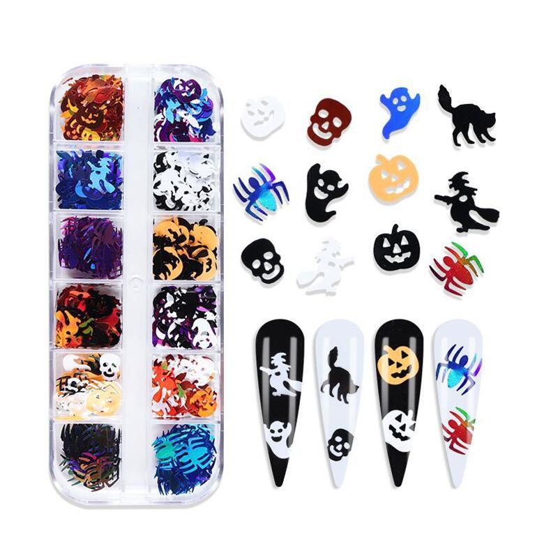 پولک های ناخن 12 توری سه بعدی Skull Ghost Nail
